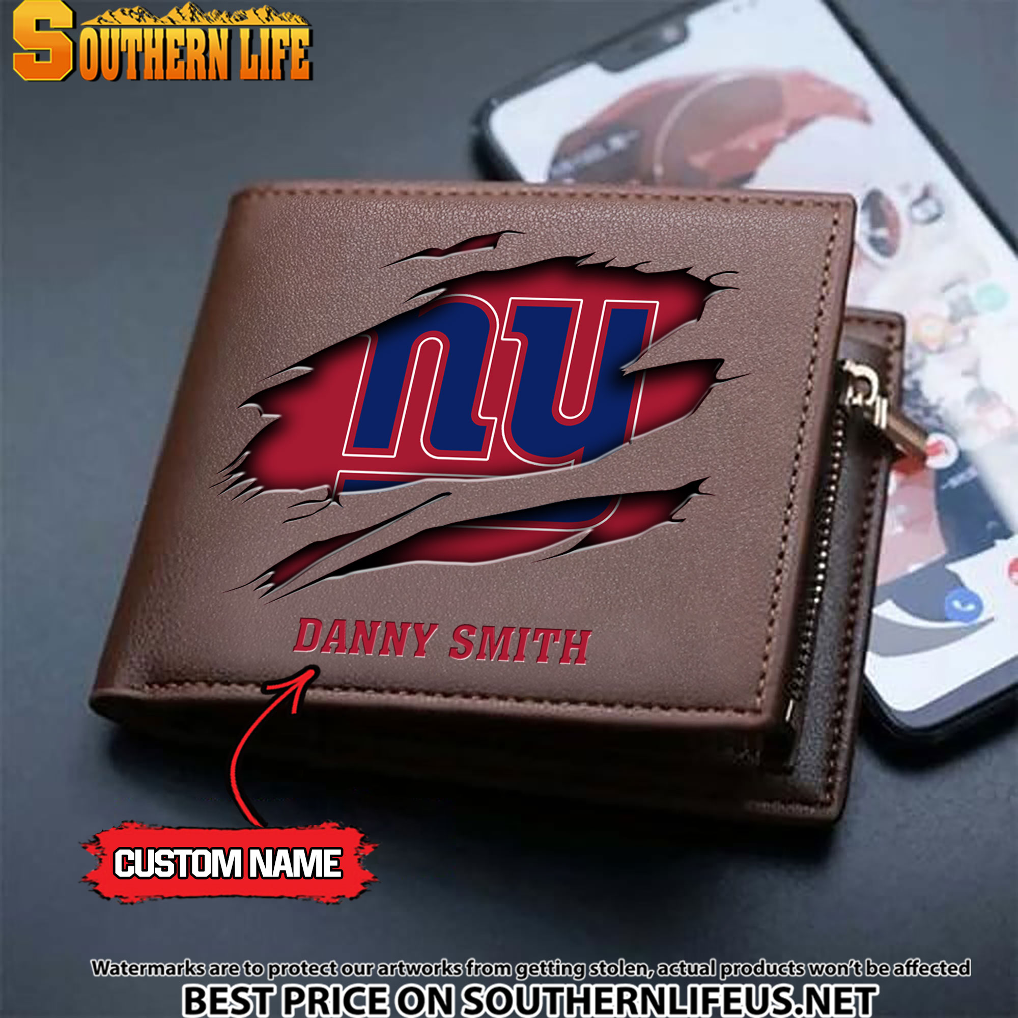 17 New York Giants Men's Leather Wallet Custom Name - Image 3