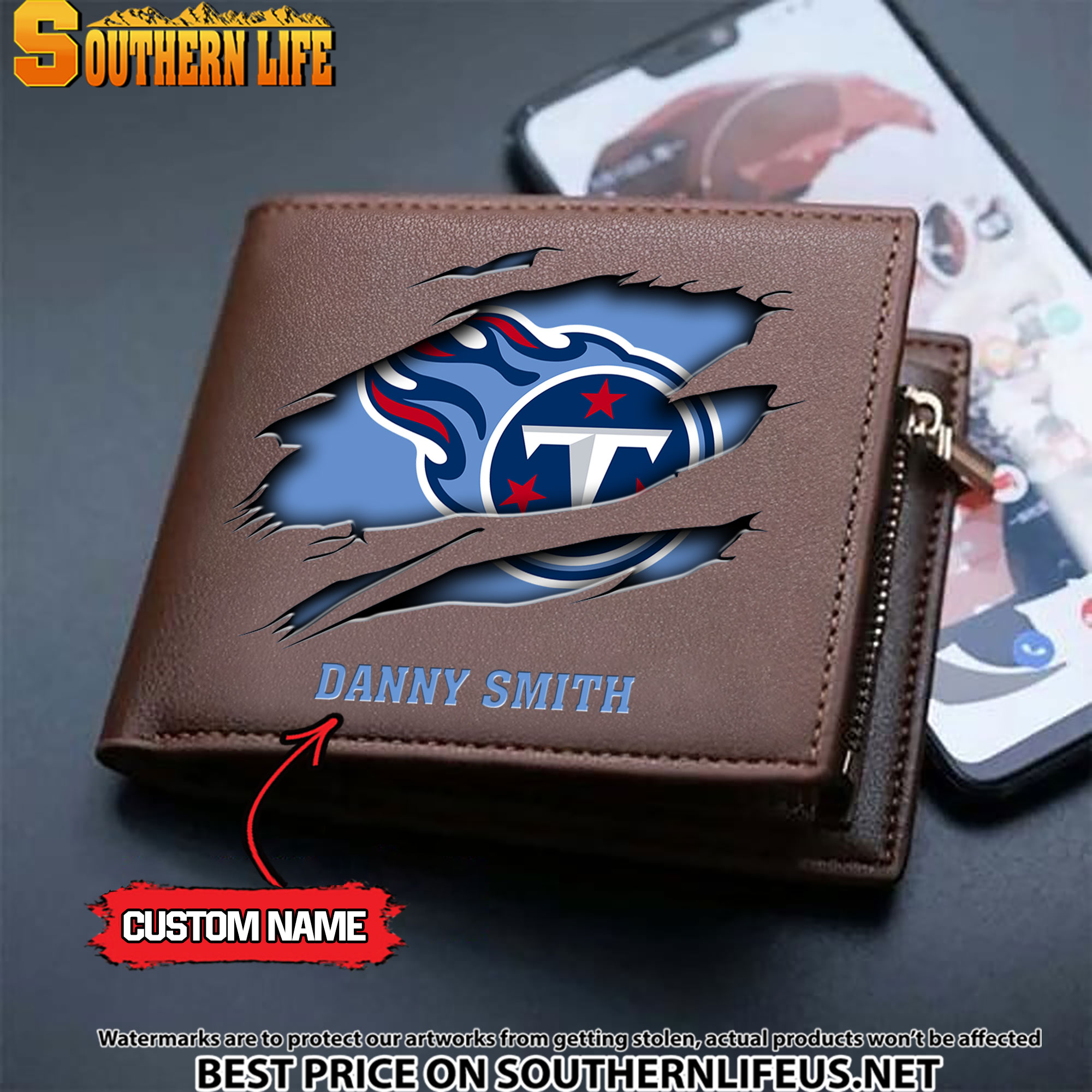 19 Tennessee Titans Men's Leather Wallet Custom Name - Image 3