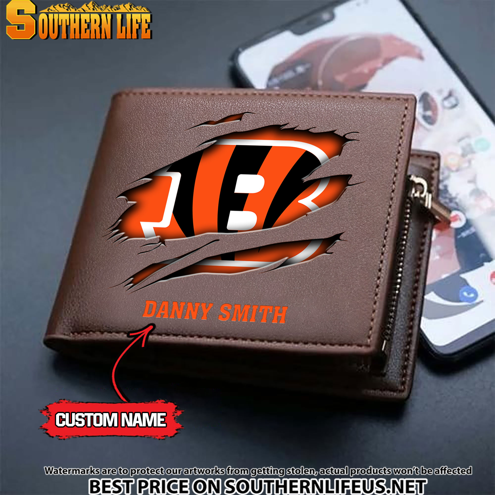 24 Cincinnati Bengals Men's Leather Wallet Custom Name - Image 3