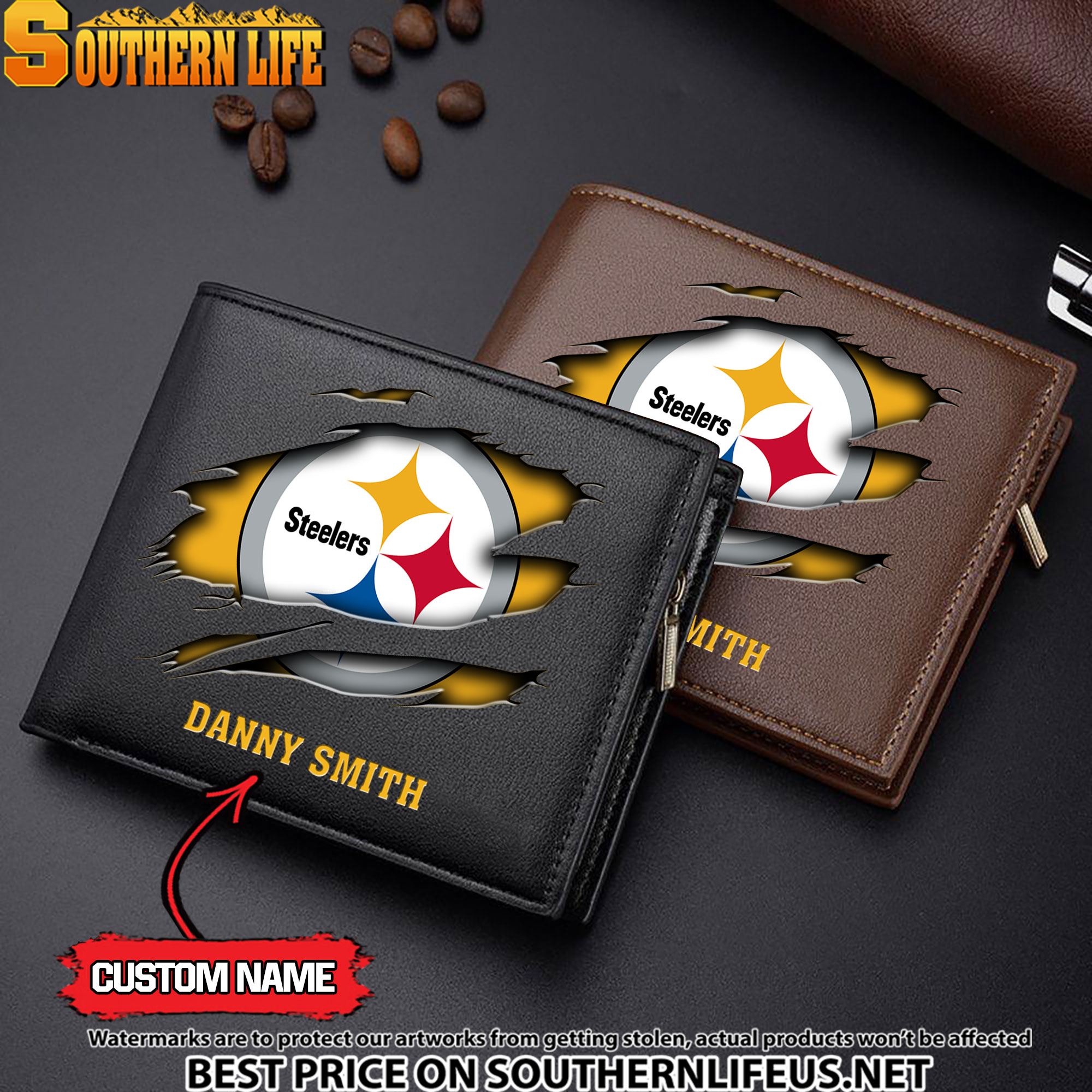 03 Pittsburgh Steelers Men’s Leather Wallet Custom Name