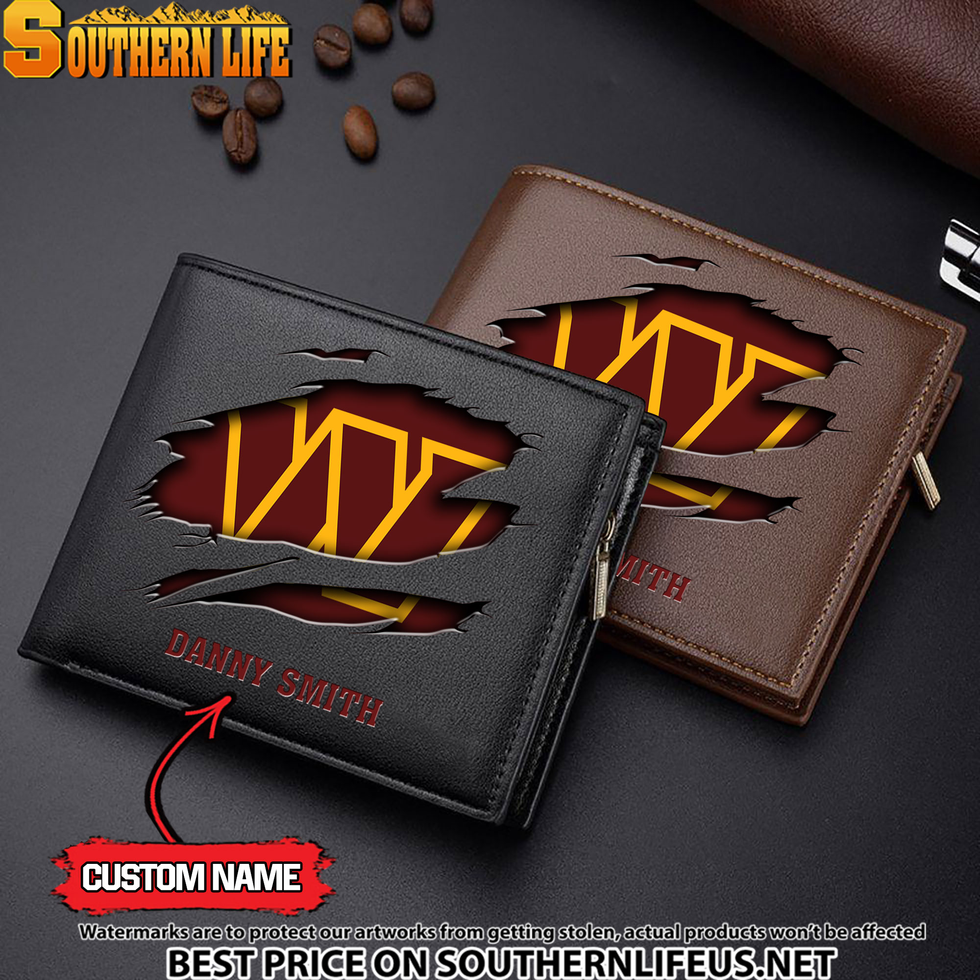 08 Washington Commanders Men’s Leather Wallet Custom Name