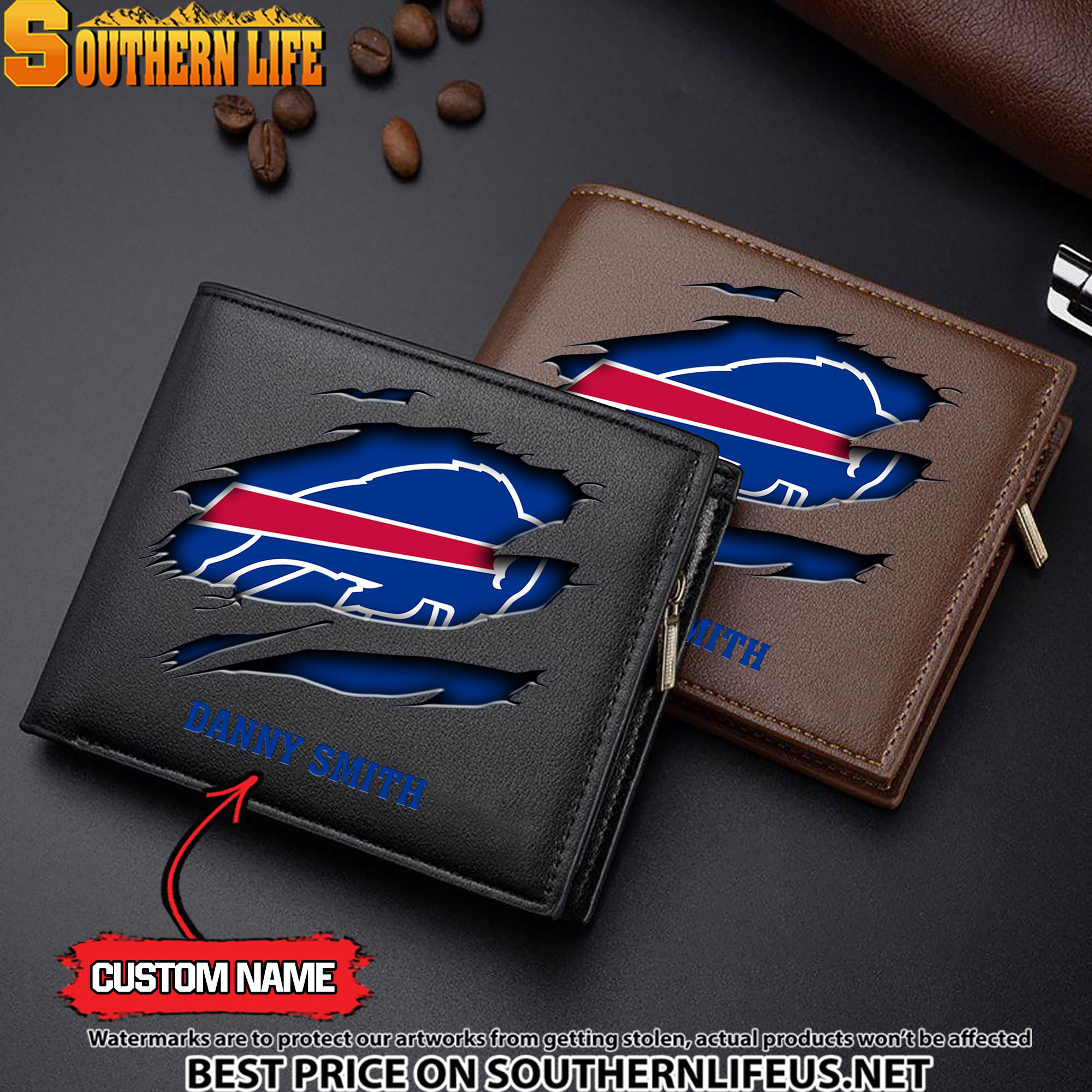 13 Buffalo Bills Men’s Leather Wallet Custom Name