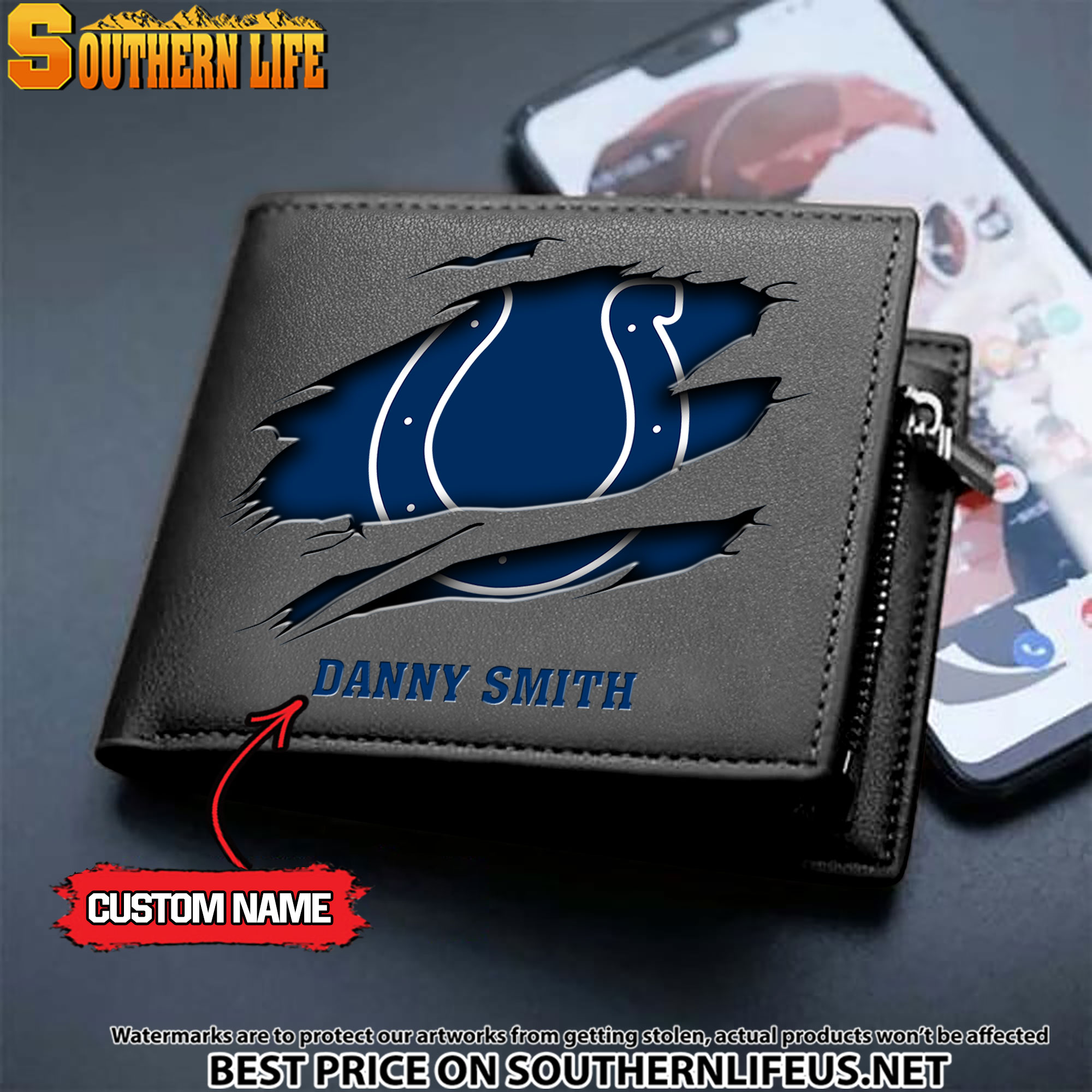28 Indianapolis Colts Men's Leather Wallet Custom Name - Image 2