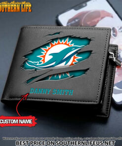 Alternative view of 10 Miami Dolphins Men's Leather Wallet Custom Name