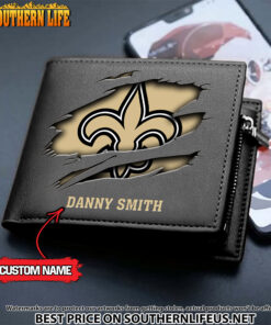 Alternative view of 26 New Orleans Saints Men's Leather Wallet Custom Name