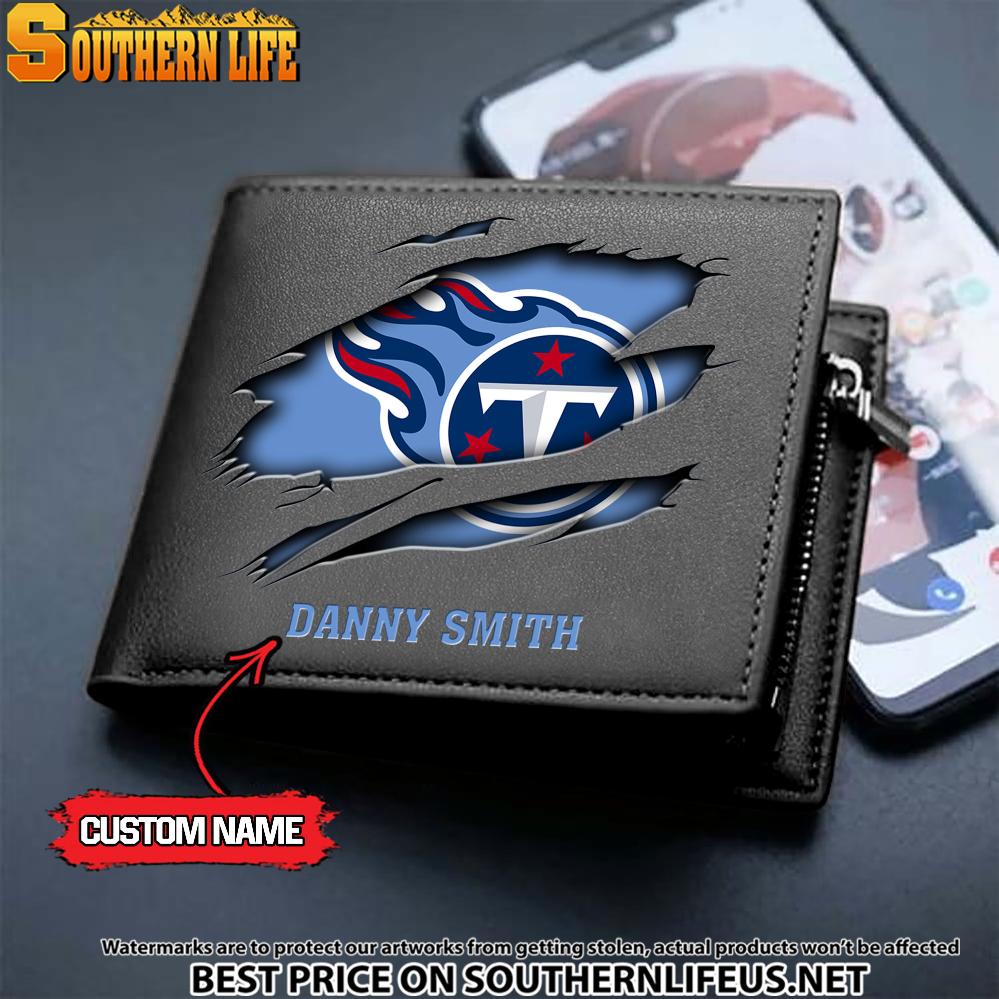 19 Tennessee Titans Men's Leather Wallet Custom Name - Image 2