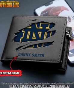 Alternative view of NCAA08 Notre Dame Fighting Irish Men’s Leather Wallet Custom Name
