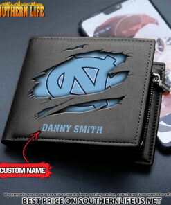 Alternative view of NCAA20 North Carolina Tar Heels Men’s Leather Wallet Custom Name