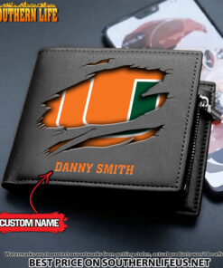 Alternative view of NCAA36 Miami Hurricanes Men’s Leather Wallet Custom Name