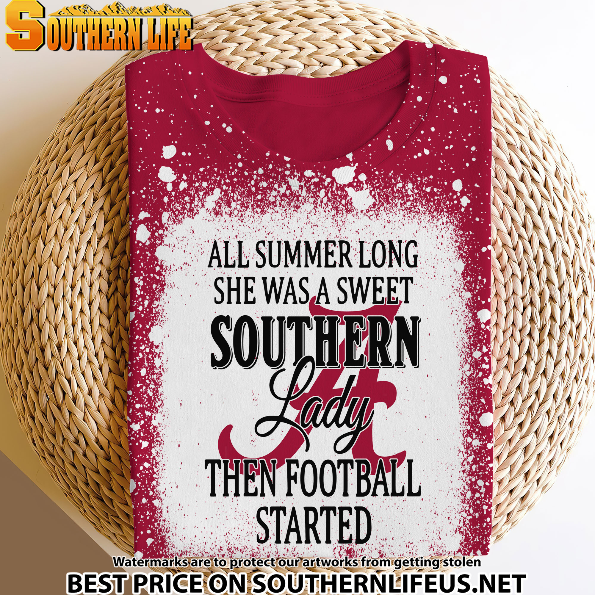 NCAA01 Alabama Crimson Tide Southern Lady Bleached 3D Printed Hoodie, TShirt, Sweatshirt - Image 3