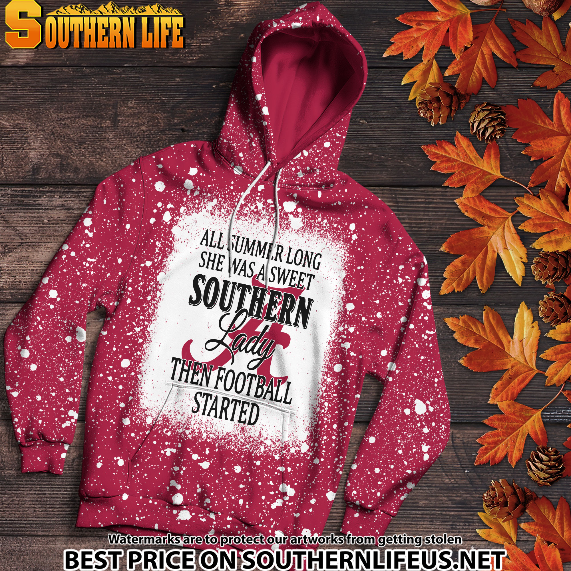 NCAA01 Alabama Crimson Tide Southern Lady Bleached 3D Printed Hoodie, TShirt, Sweatshirt - Image 2