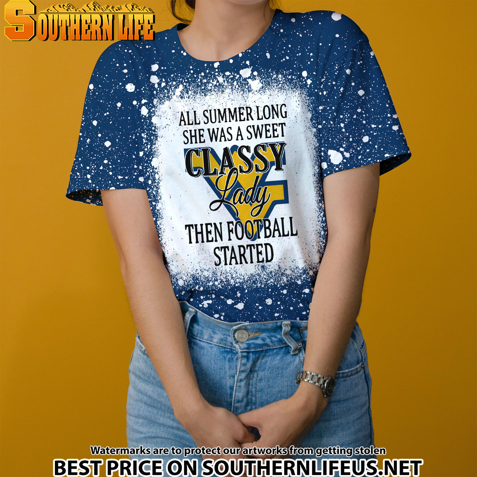 NCAA14 West Virginia Mountaineers Sweet And Classy Lady Bleached 3D Printed Hoodie, TShirt, Sweatshirt