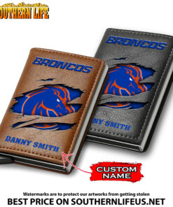 NCAA23 Boise State Broncos Tide Card Holder Leather Small Wallet – Anti RFID Blocking - Custom Name