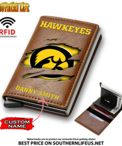 Alternative view of NCAA24 Iowa Hawkeyes Tide Card Holder Leather Small Wallet – Anti RFID Blocking - Custom Name