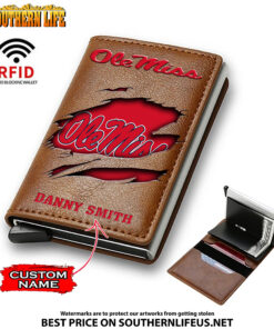 Alternative view of NCAA25 Ole Miss Rebels Tide Card Holder Leather Small Wallet – Anti RFID Blocking - Custom Name