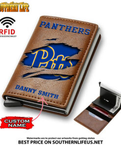 Alternative view of NCAA28 Pittsburgh Panthers Tide Card Holder Leather Small Wallet – Anti RFID Blocking - Custom Name