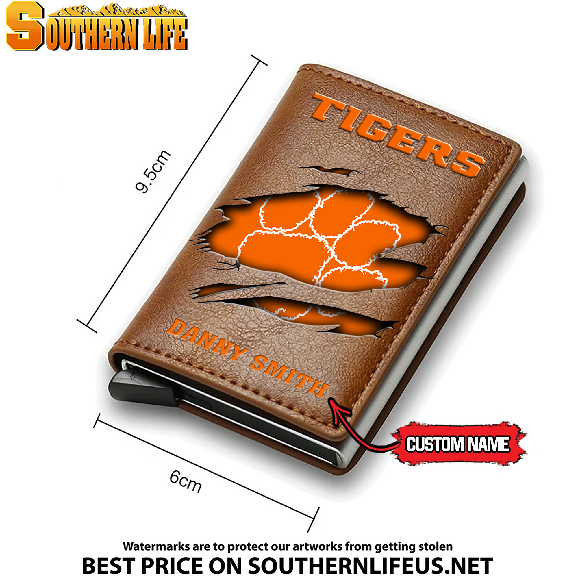 NCAA05 Clemson Tigers Card Holder Leather Small Wallet – Anti RFID Blocking - Custom Name - Image 4