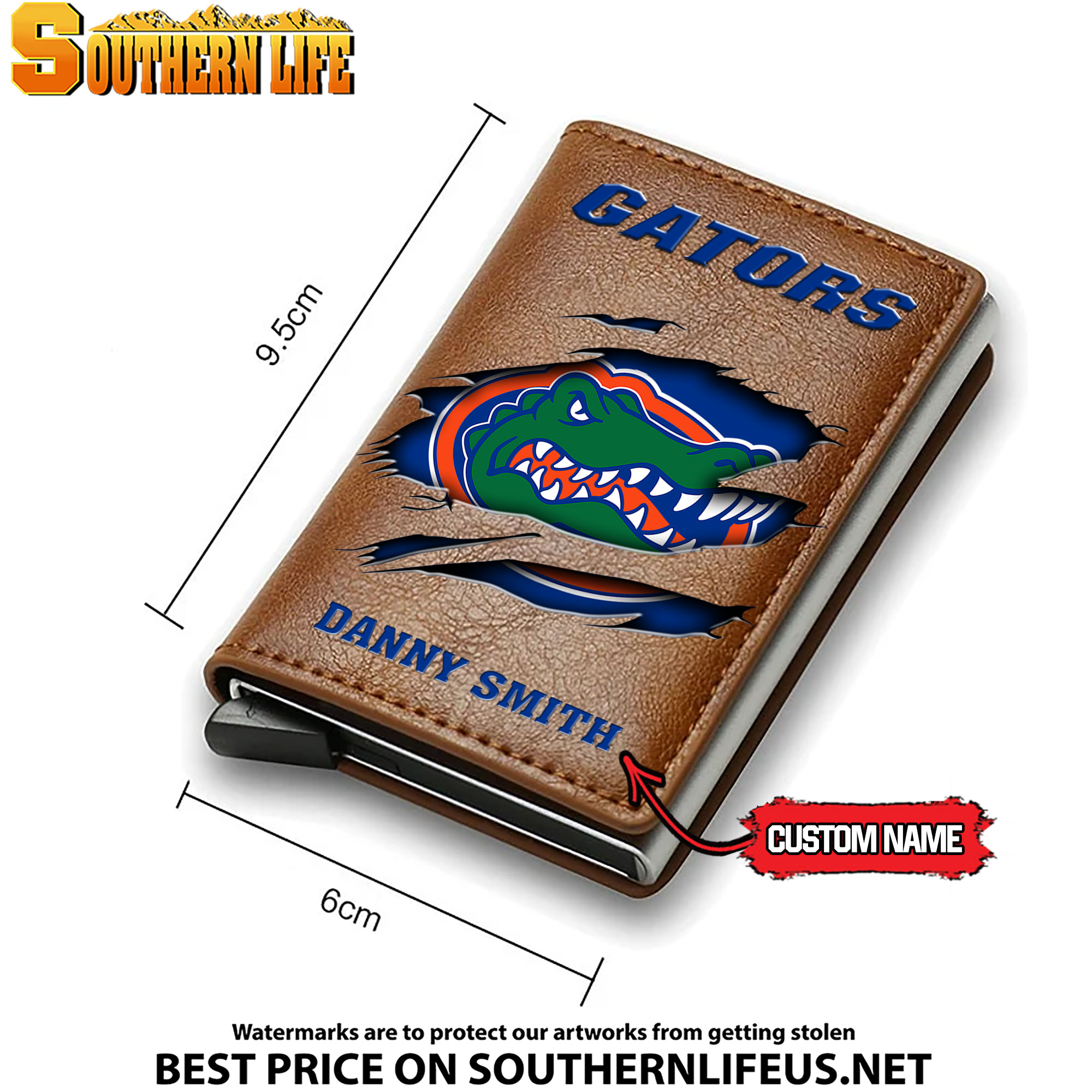 NCAA06 Florida Gators Card Holder Leather Small Wallet – Anti RFID Blocking - Custom Name - Image 4