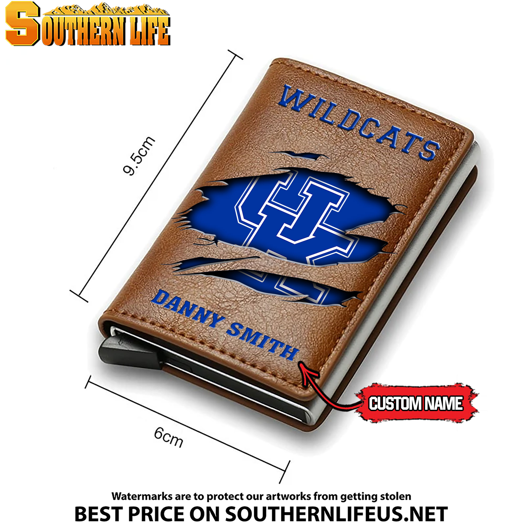 NCAA12 Kentucky Wildcats Tide Card Holder Leather Small Wallet – Anti RFID Blocking - Custom Name - Image 4