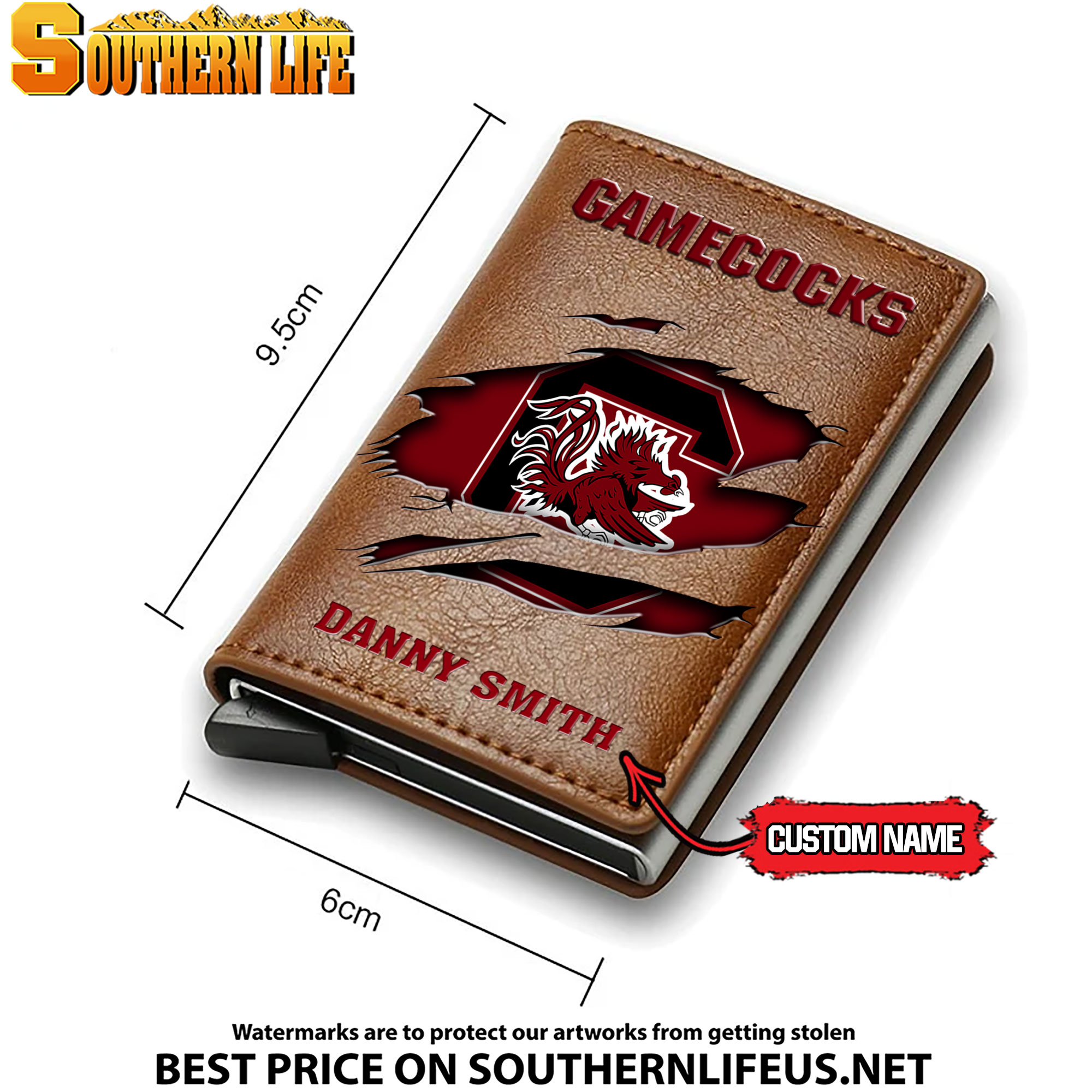 NCAA15 South Carolina Gamecocks Tide Card Holder Leather Small Wallet – Anti RFID Blocking - Custom Name - Image 4