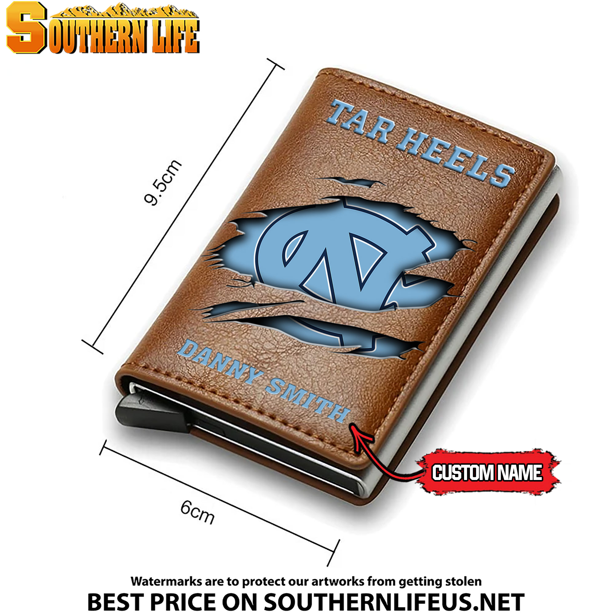 NCAA20 North Carolina Tar Heels Tide Card Holder Leather Small Wallet – Anti RFID Blocking - Custom Name - Image 4