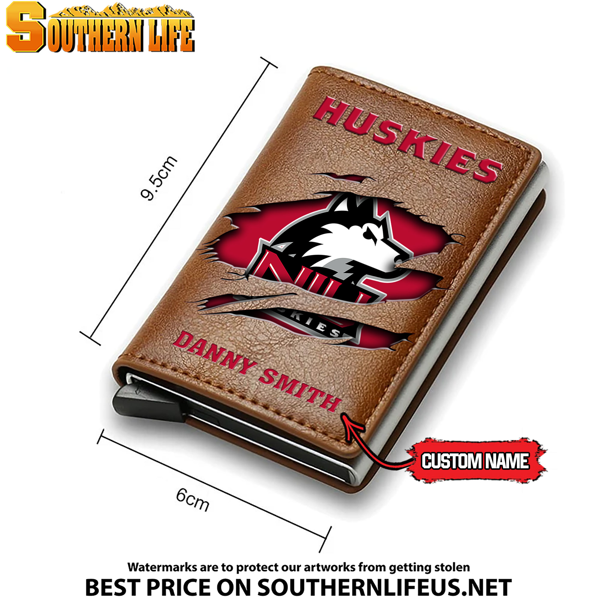 NCAA21 Northern Illinois Huskies Tide Card Holder Leather Small Wallet – Anti RFID Blocking - Custom Name - Image 4