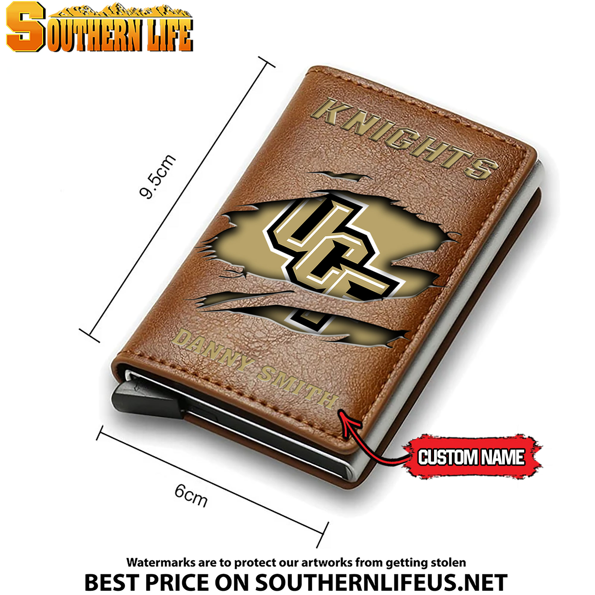 NCAA33 UCF Knights Tide Card Holder Leather Small Wallet – Anti RFID Blocking - Custom Name - Image 4