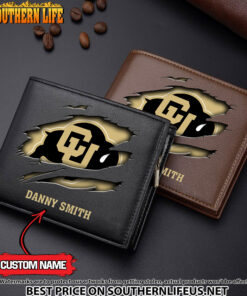 NCAA47 Colorado Buffaloes Men’s Leather Wallet Custom Name