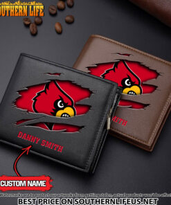 NCAA55 Louisville Cardinals Men’s Leather Wallet Custom Name