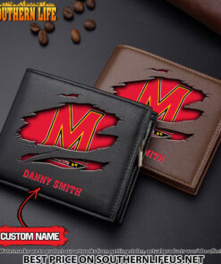 NCAA56 Maryland Terrapins Men’s Leather Wallet Custom Name