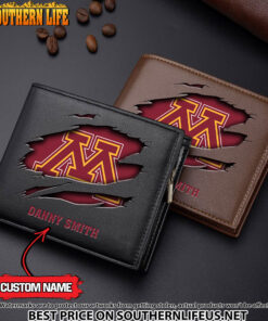 NCAA57 Minnesota Golden Gophers Men’s Leather Wallet Custom Name