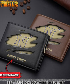 NCAA59 Navy Midshipmen Men’s Leather Wallet Custom Name