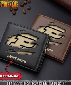 NCAA61 Purdue Boilermakers Men’s Leather Wallet Custom Name