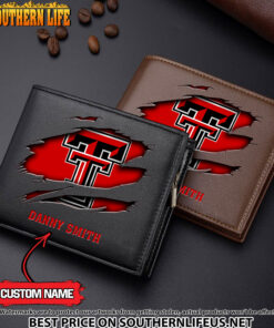 NCAA69 Texas Tech Red Raiders Men’s Leather Wallet Custom Name