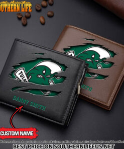 NCAA70 Tulane Green Wave Men’s Leather Wallet Custom Name