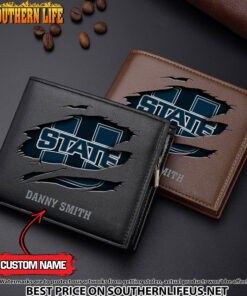 NCAA72 Utah State Aggies Men’s Leather Wallet Custom Name