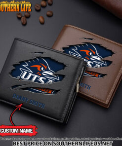 NCAA74 UTSA Roadrunners Men’s Leather Wallet Custom Name