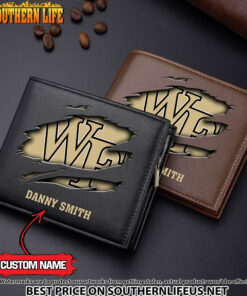 NCAA77 Wake Forest Demon Deacons Men’s Leather Wallet Custom Name