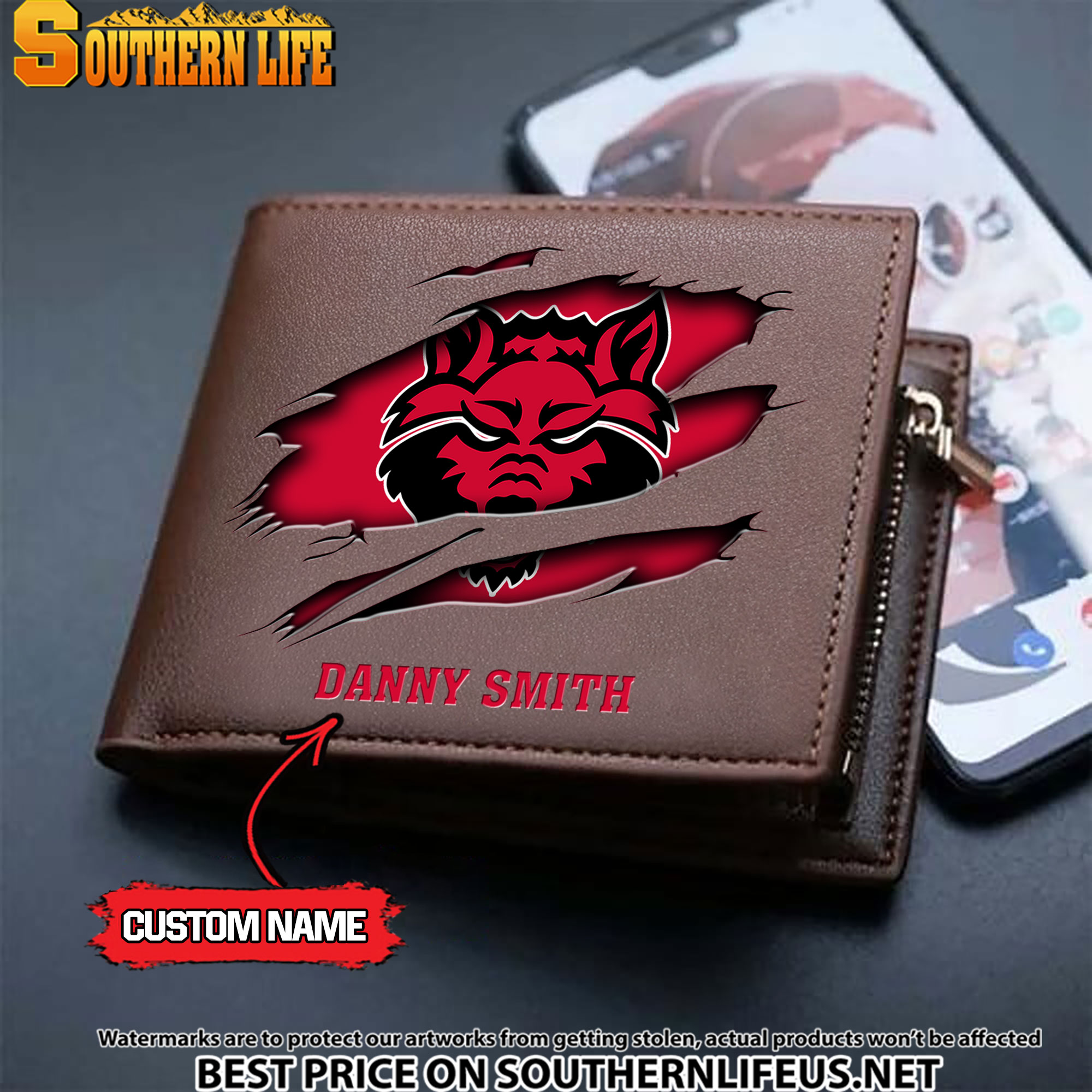 NCAA41 Arkansas State Red Wolves Men’s Leather Wallet Custom Name - Image 3
