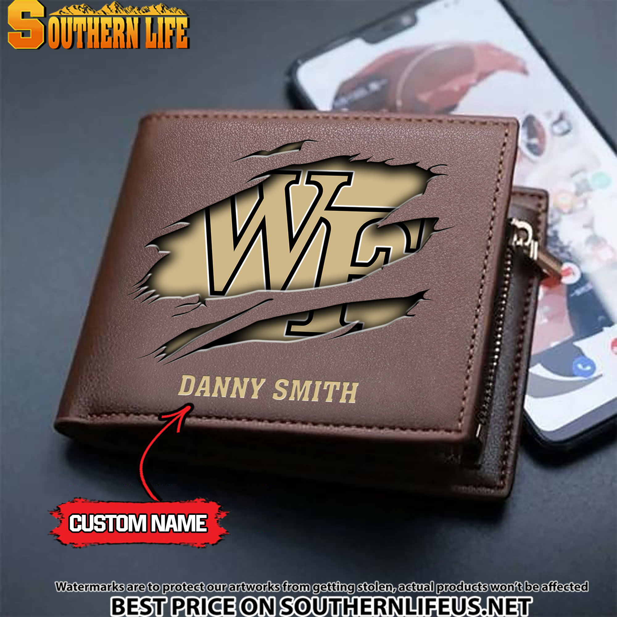NCAA77 Wake Forest Demon Deacons Men’s Leather Wallet Custom Name - Image 3