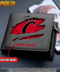 Alternative view of NCAA45 Cincinnati Bearcats Men’s Leather Wallet Custom Name