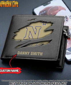 Alternative view of NCAA59 Navy Midshipmen Men’s Leather Wallet Custom Name