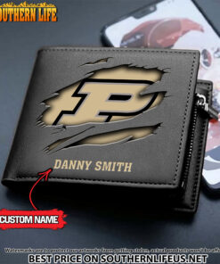 Alternative view of NCAA61 Purdue Boilermakers Men’s Leather Wallet Custom Name