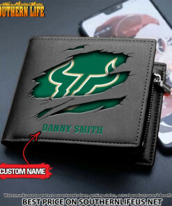 Alternative view of NCAA65 South Florida Bulls Men’s Leather Wallet Custom Name
