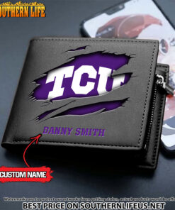 Alternative view of NCAA67 TCU Horned Frogs Men’s Leather Wallet Custom Name