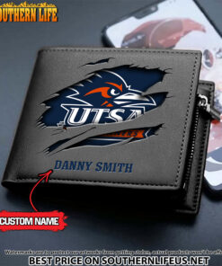 Alternative view of NCAA74 UTSA Roadrunners Men’s Leather Wallet Custom Name