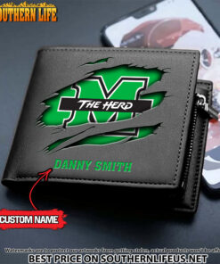 Alternative view of NCAA82 Marshall Thundering Herd Men’s Leather Wallet Custom Name
