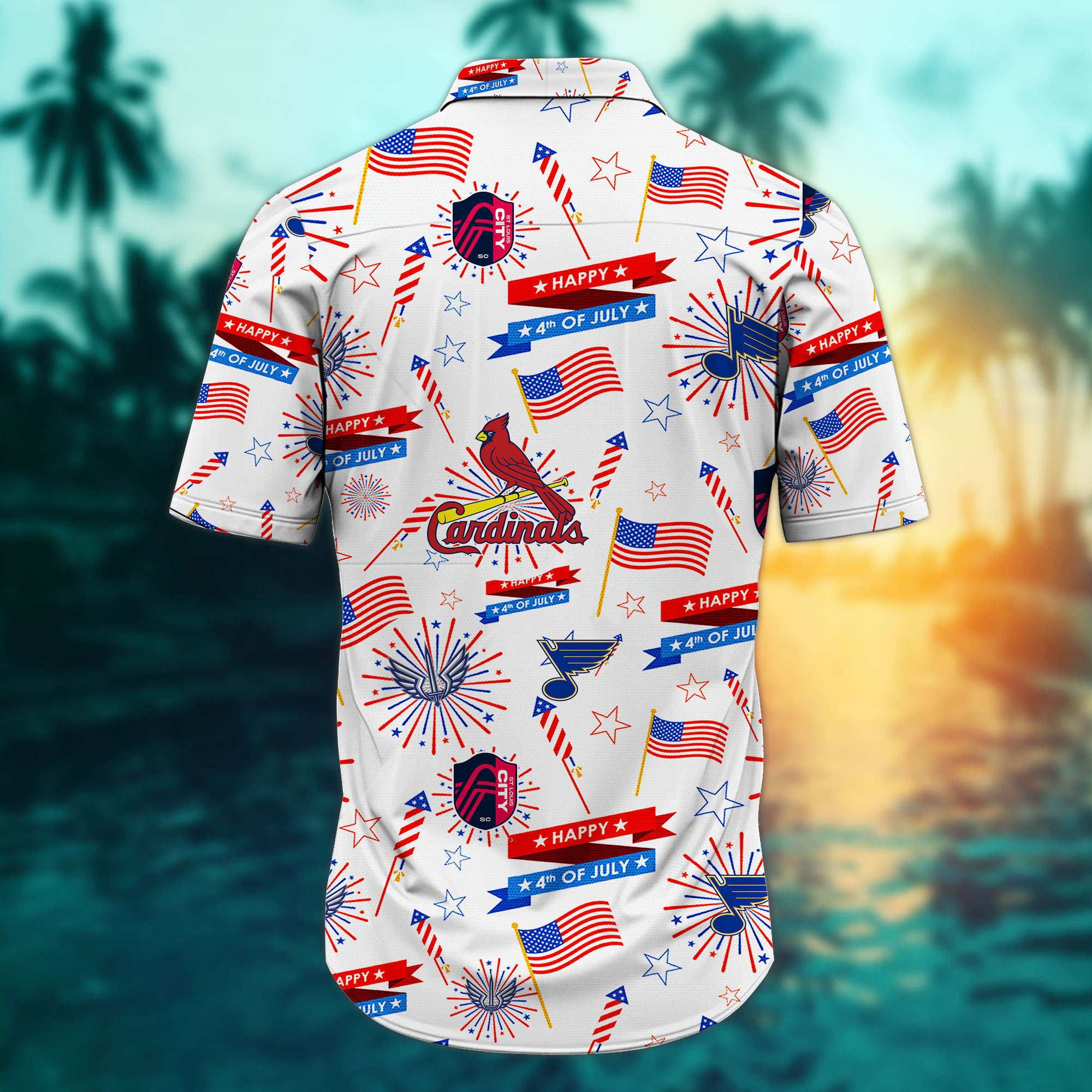 St. Louis Sports Teams Happy 4th Of July USA Hawaiian Shirt - Image 3