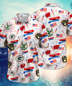 Wisconsin Sports Teams Happy 4th Of July USA Hawaiian Shirt