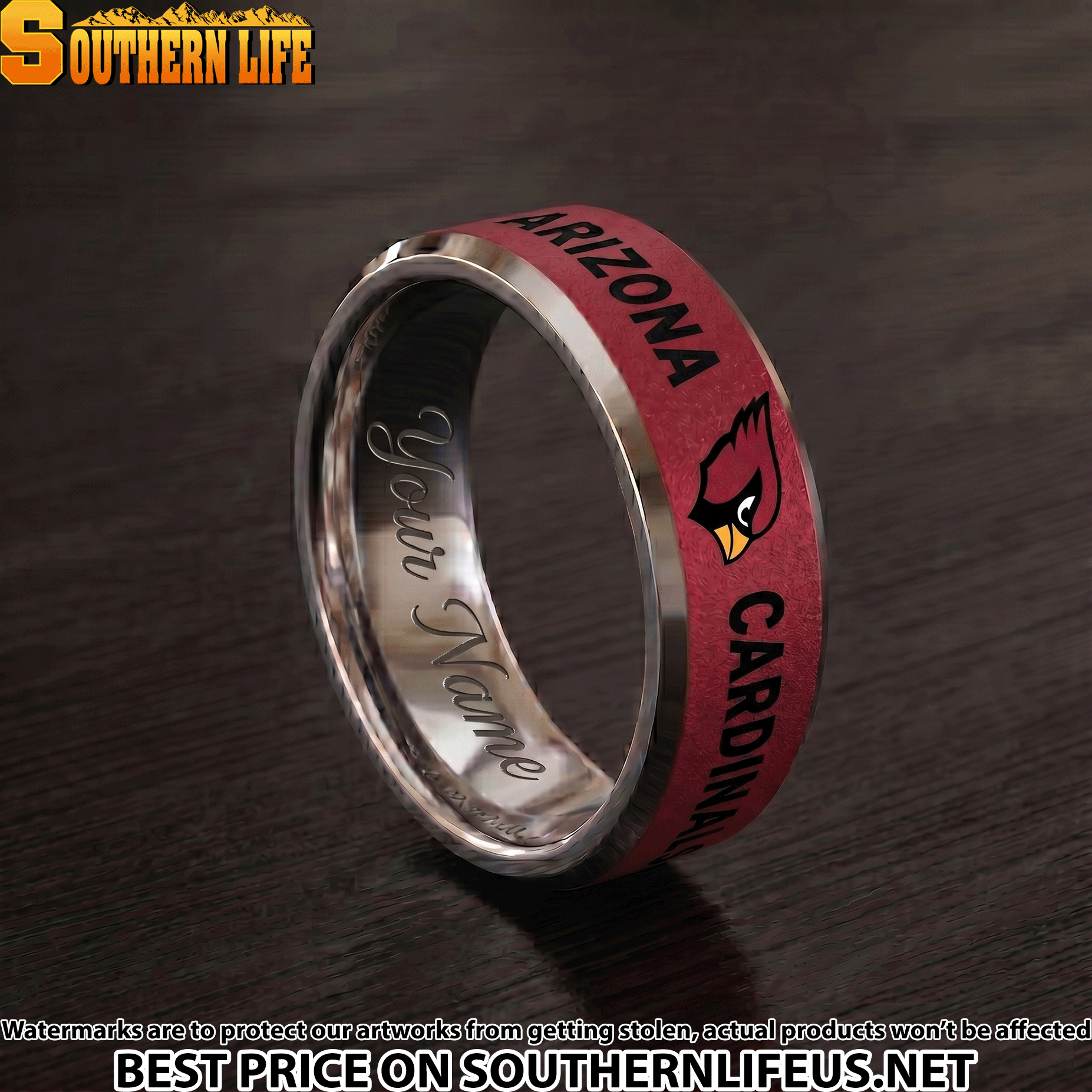 32 Arizona Cardinals Premium Tungsten Carbide Ring - Engraved custom name - Image 2